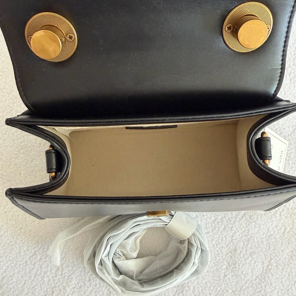 Dolce Vita Black Braided Mini Top-Handle Bag with Gold Hardware - Picture 10 of 12
